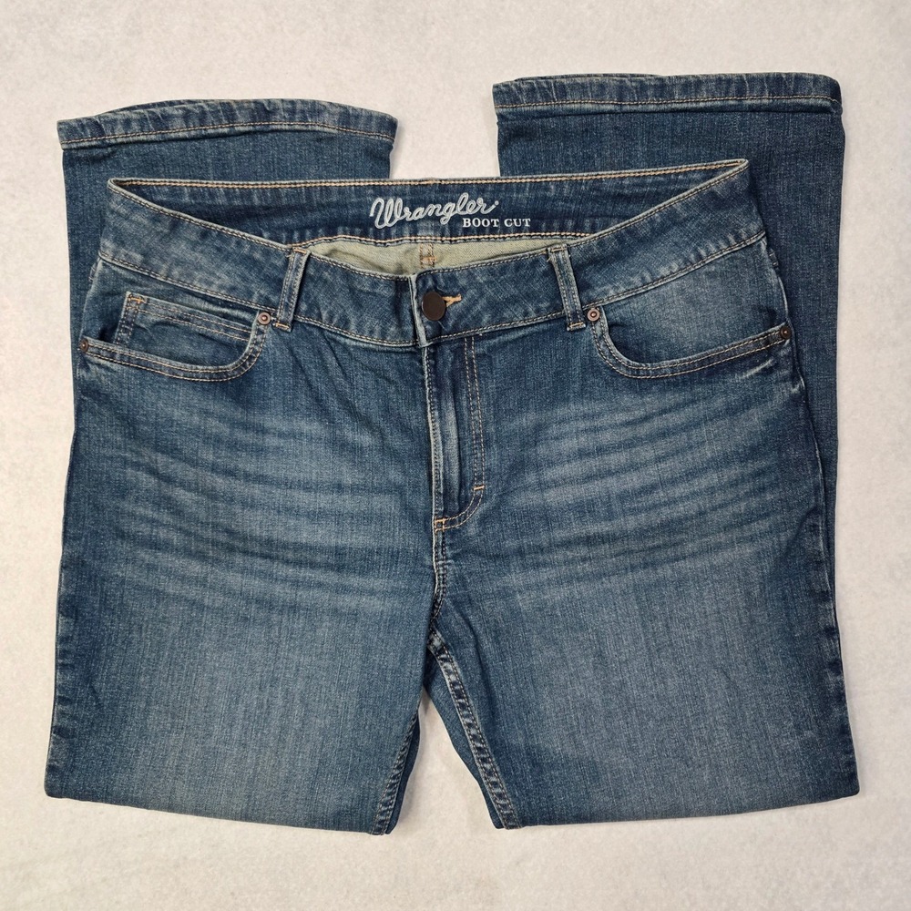 Wrangler Boot Cut Jeans Womens 15x30 Medium Wash Blue Denim Stretch 112317173